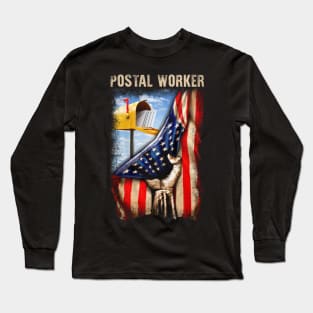 Postal Worker Flag Long Sleeve T-Shirt